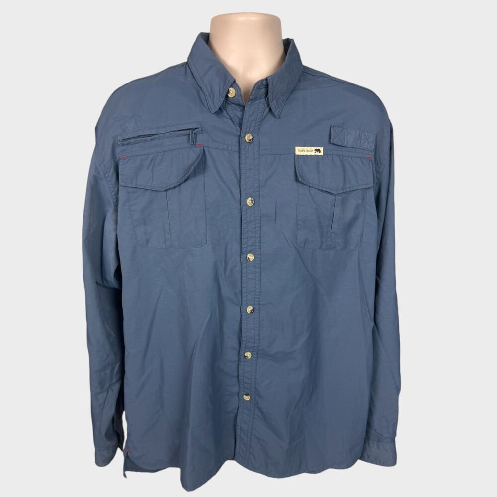 Dakota Grizzly Mens XL Blue Long Sleeve Btton Front Shirt 100% Nylon